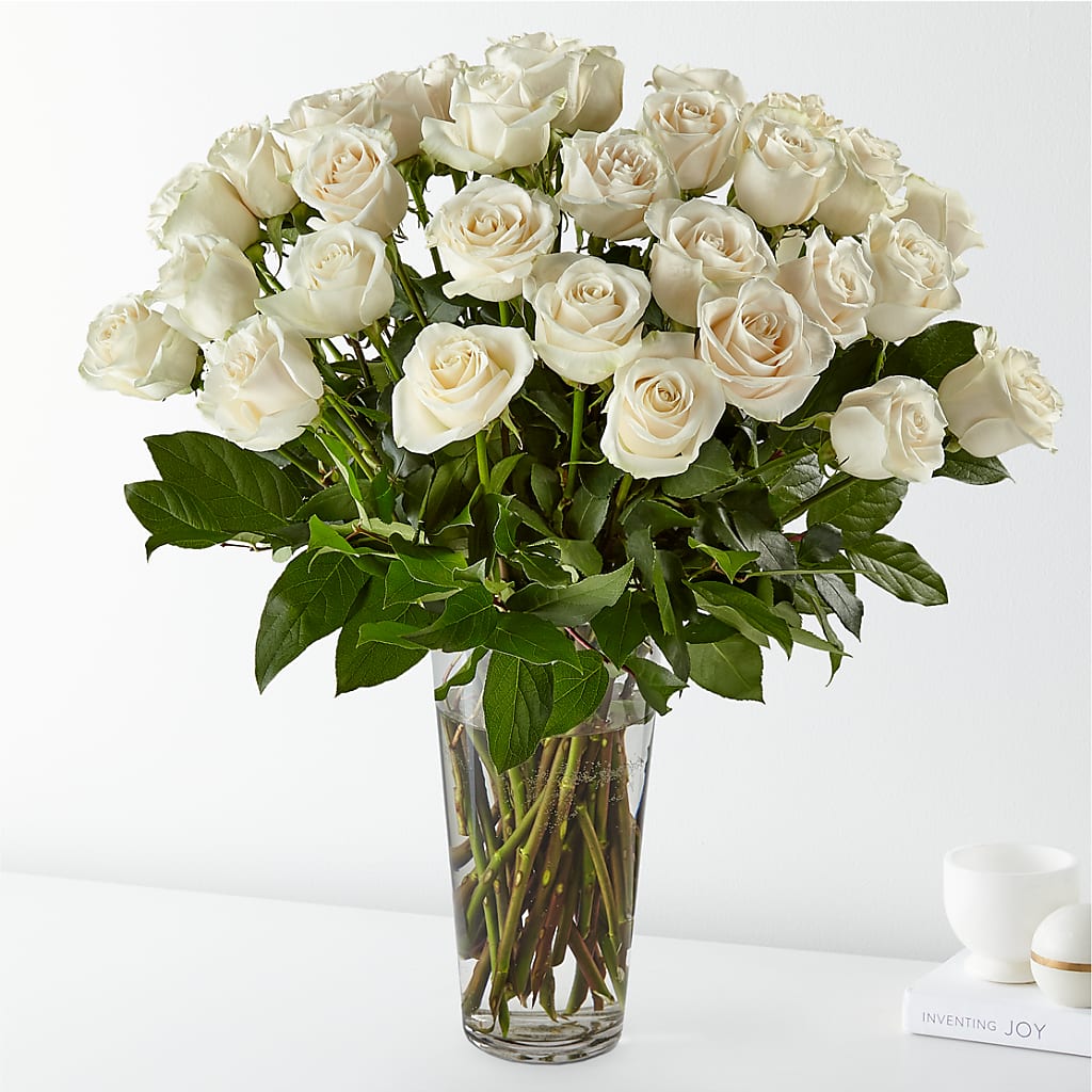 Long Stem White Rose Bouquet – Bella Rose, Rialto CA