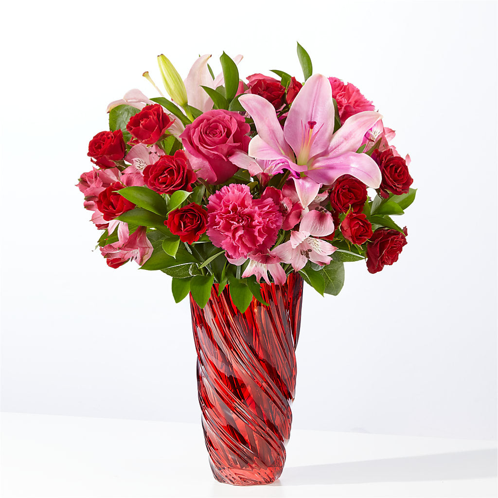 In Love Bouquet with Luxe Swirl Vase – Bella Rose, Rialto CA