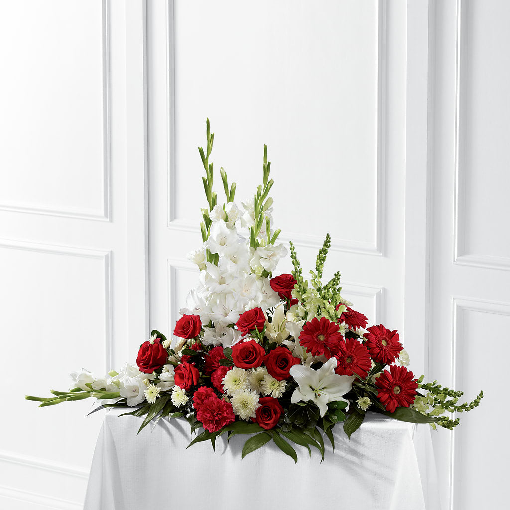 Crimson & White Arrangement – Bella Rose, Rialto CA