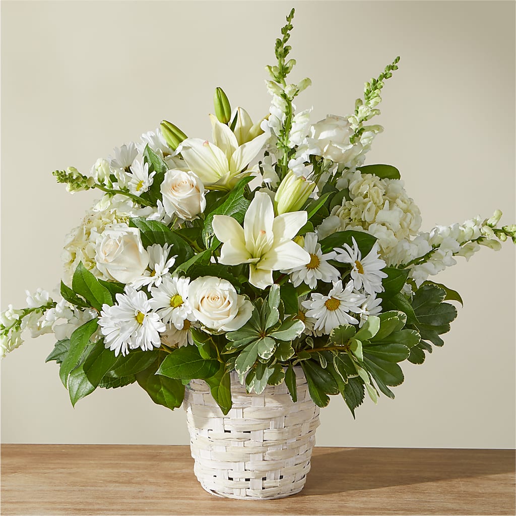 Ivory Elegance Floral Basket – Bella Rose, Rialto CA