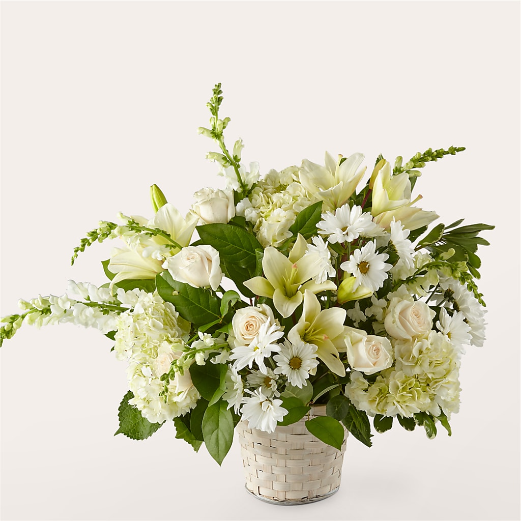 Ivory Elegance Floral Basket – Bella Rose, Rialto CA