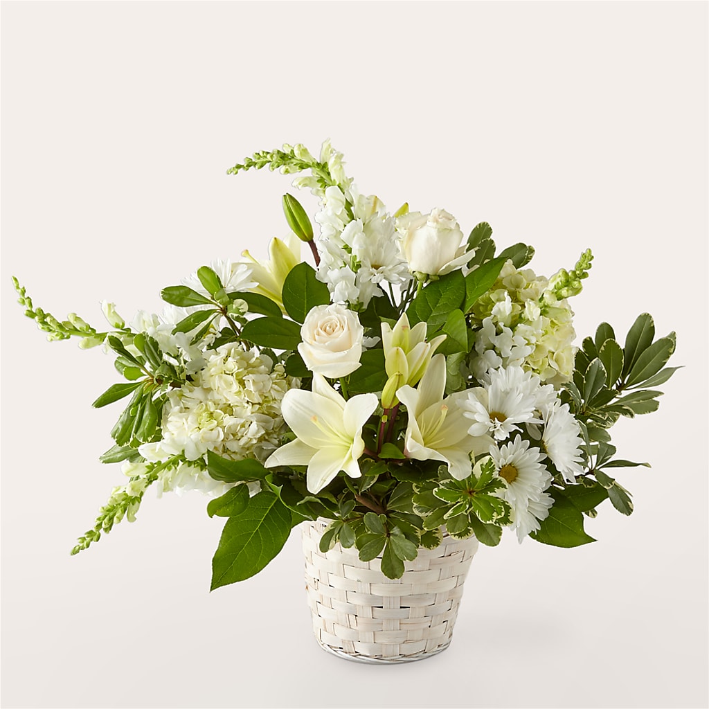 Ivory Elegance Floral Basket – Bella Rose, Rialto CA