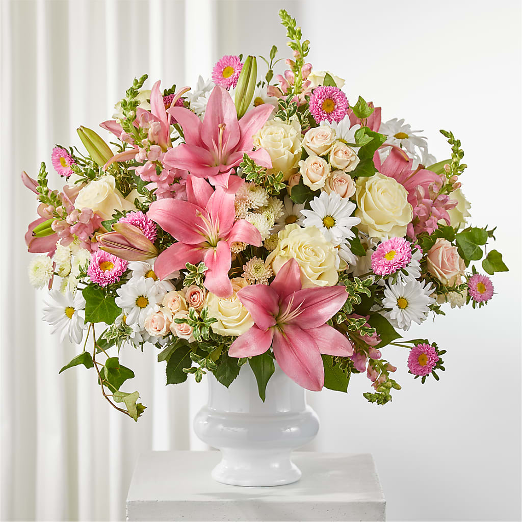 Empathetic Blooms Urn Arrangement – Bella Rose, Rialto CA