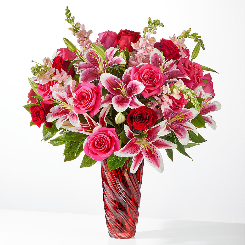 Always You Bouquet with Luxe Swirl Vase – Bella Rose, Rialto CA