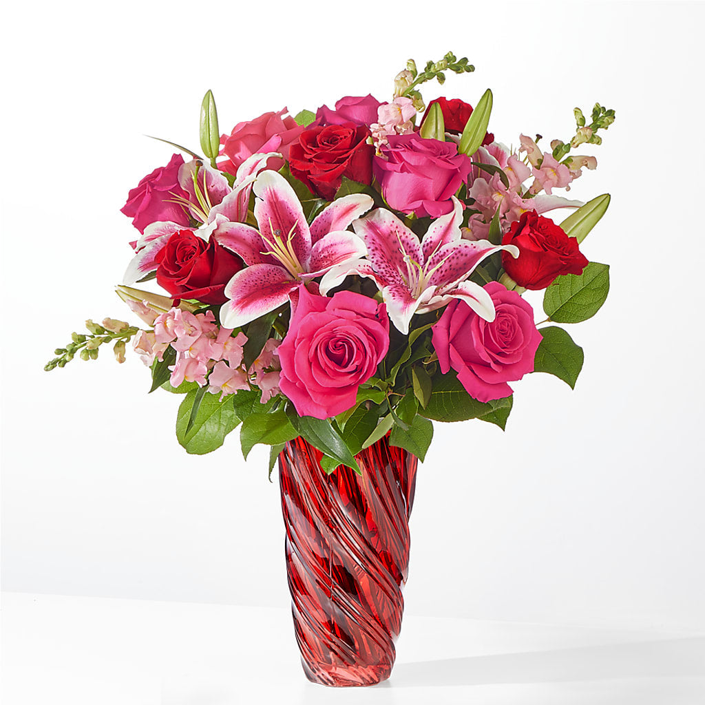 Always You Bouquet with Luxe Swirl Vase – Bella Rose, Rialto CA