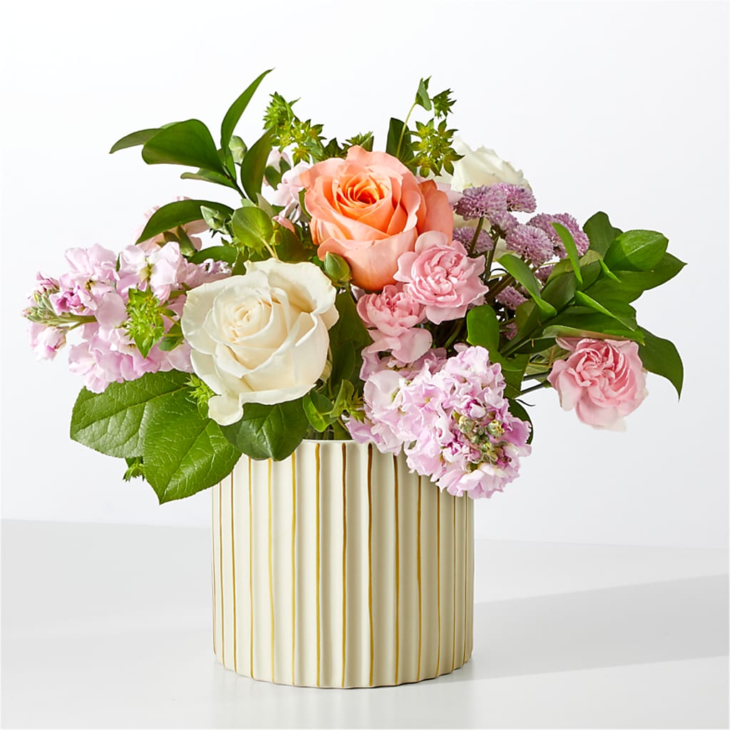 French Market Bouquet with Ivory Vase – Bella Rose, Rialto CA