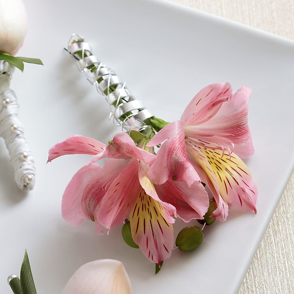 Pink Peruvian Lily Boutonniere – Bella Rose, Rialto CA