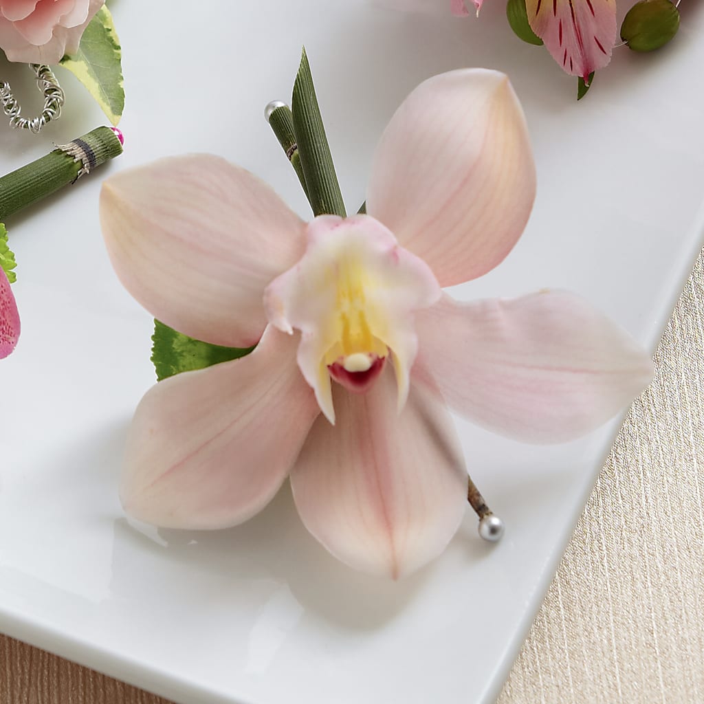 Pink Cymbidium Boutonniere – Bella Rose, Rialto CA