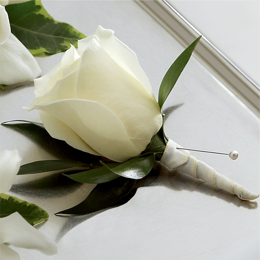 White Rose Boutonniere – Bella Rose, Rialto CA