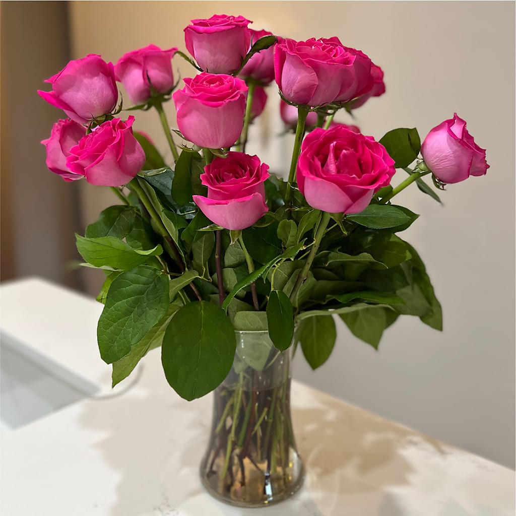 Long Stem Pink Rose Bouquet –  Bella Rose, Rialto CA