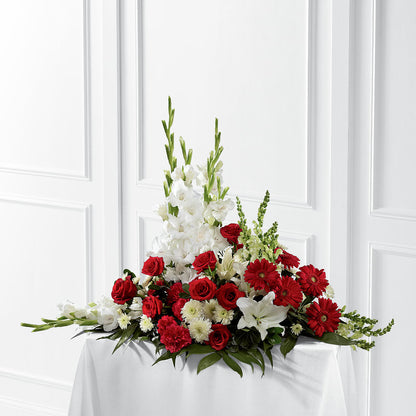 Crimson & White Arrangement –  Bella Rose, Rialto CA