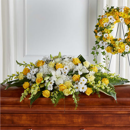 Golden Harmony Casket Spray –  Bella Rose, Rialto CA