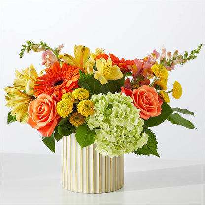 Autumn Sunshine Bouquet with Ivory Vase –  Bella Rose, Rialto CA