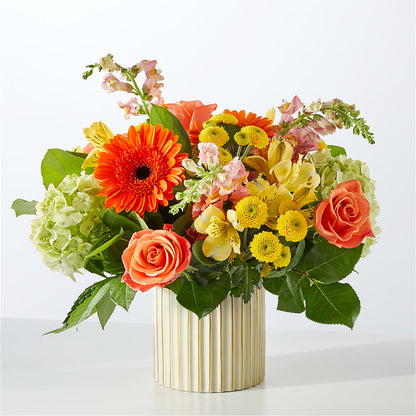 Autumn Sunshine Bouquet with Ivory Vase –  Bella Rose, Rialto CA