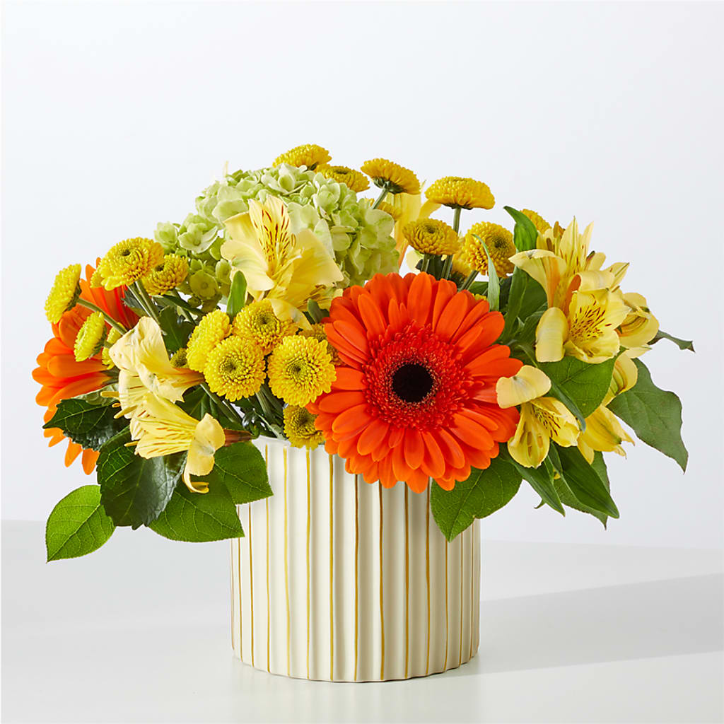 Autumn Sunshine Bouquet with Ivory Vase –  Bella Rose, Rialto CA