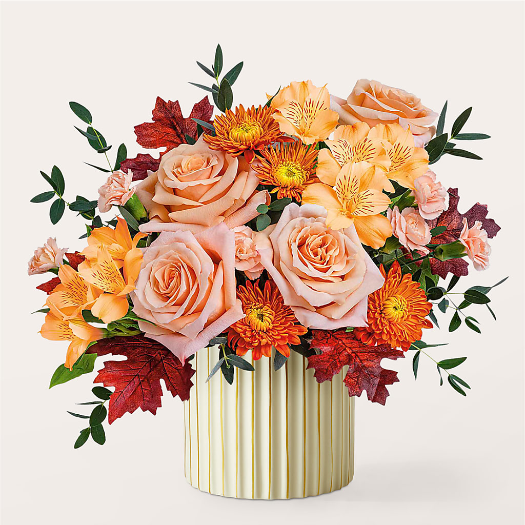 Spiced Latte Bouquet with Ivory Vase –  Bella Rose, Rialto CA