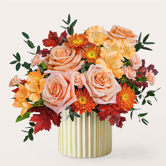 Spiced Latte Bouquet with Ivory Vase –  Bella Rose, Rialto CA