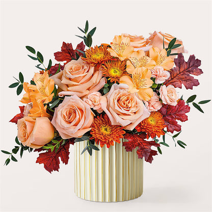 Spiced Latte Bouquet with Ivory Vase –  Bella Rose, Rialto CA