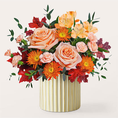 Spiced Latte Bouquet with Ivory Vase –  Bella Rose, Rialto CA
