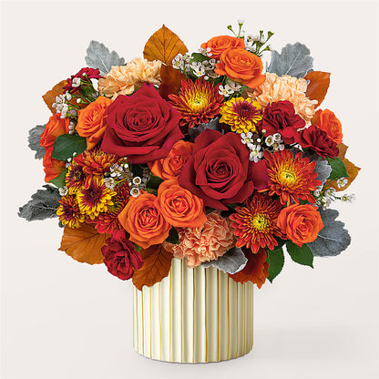 Merlot Bouquet with Ivory Vase –  Bella Rose, Rialto CA