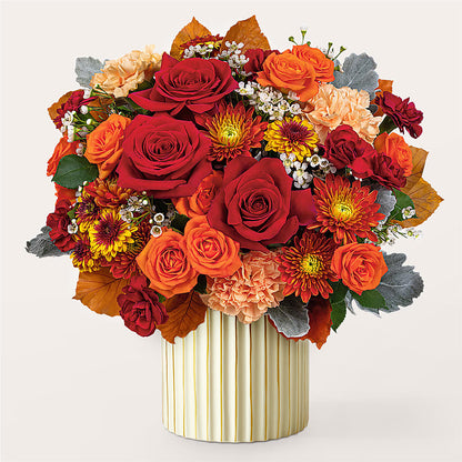 Merlot Bouquet with Ivory Vase –  Bella Rose, Rialto CA