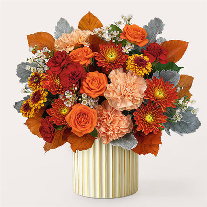 Merlot Bouquet with Ivory Vase –  Bella Rose, Rialto CA